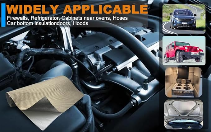 Titanium Thermal Barrier Adhesive Backed Heat Blanket Heat Shield Mat 12'' X 24'' for wall behind grill, fireplace kitchen cabinet 2500 Degrees Fire Pit Mat Fireproof Grill Pad