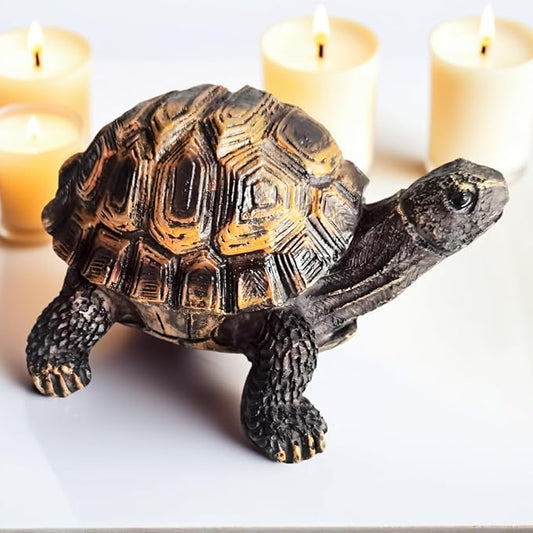 Small Polyresin Tortoise Statue Outdoor Garden Statue Ornaments - Yard Statue for Home and Fairy Garden Decor - Lucky Turtle Figurine Decorative Zen Turtles Tortoises