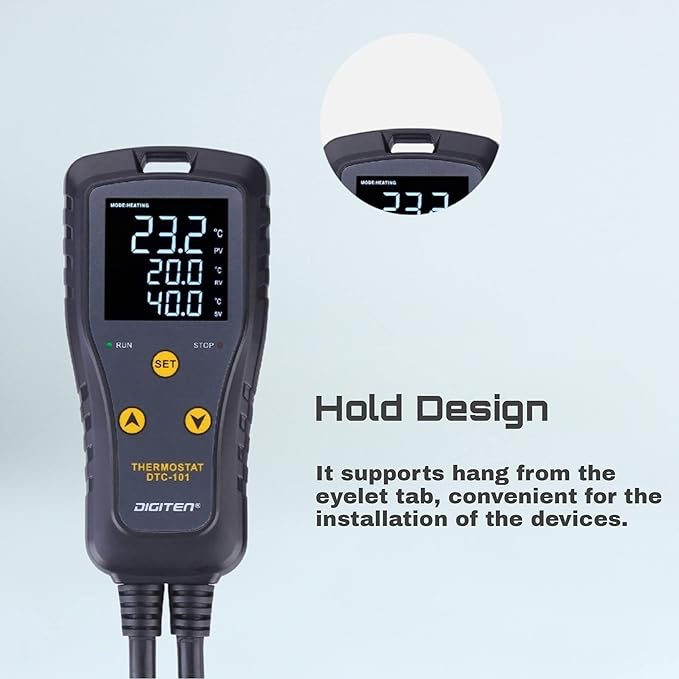 DIGITEN DTC101 Temperature Controller Digital Heat Mat Thermostat Greenhouse Thermostat Outlet Heating Cooling Temperature Control Seedlings Germination Rooting Fermentation Reptiles