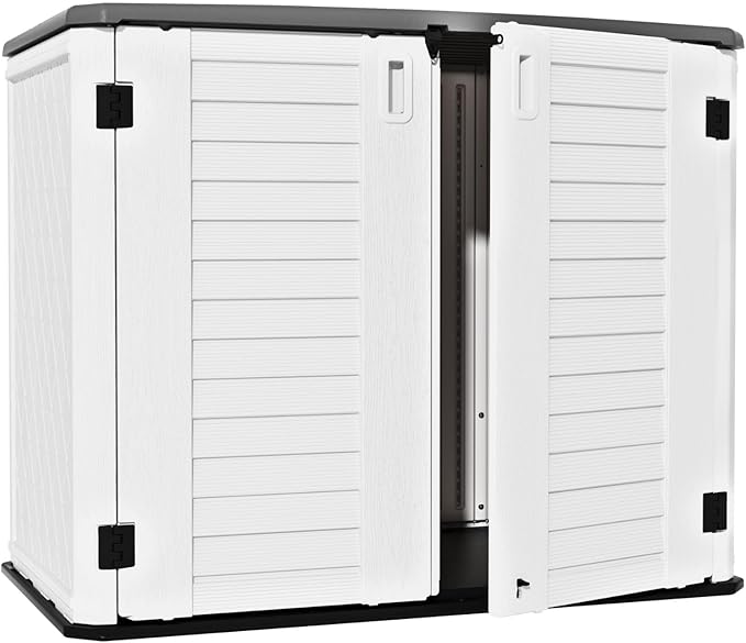 ZZM 4x2.5 FT Outdoor Storage Shed, Resin Waterproof Storage Cabinet for Garden Tools with Lockable Lid,Latch (White)