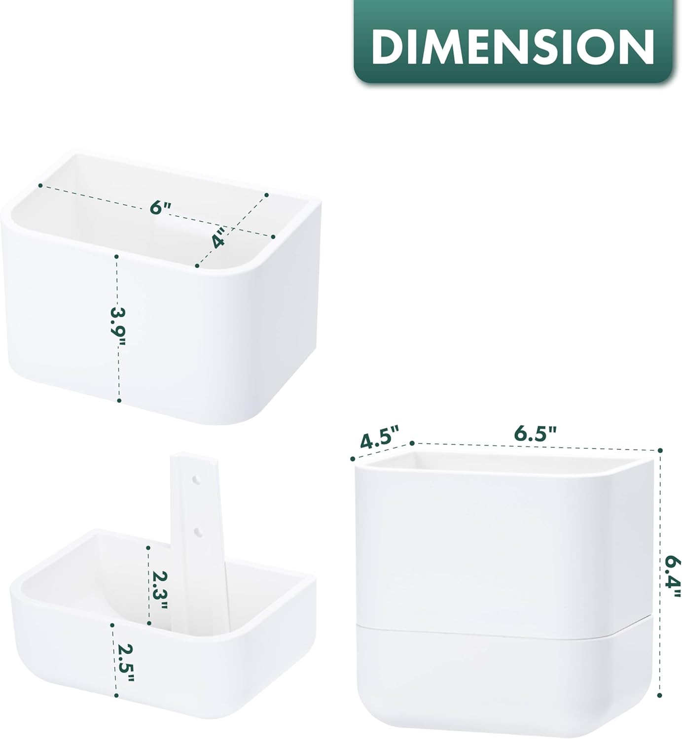 Phoenix Vine 6.5-Inch Wall Mounted Self-Watering Planter Pot for Indoor Houseplants and Herbs | Modern Hanging Planter for Window Sills, Bathroom Walls, Home & Office Décor, White, Set of 1, 01-WP-W-1