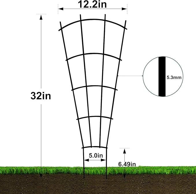 4 Pack 32'' Trellis for Potted Plants, Metal Garden Trellis for Climbing Plants Outdoor, Indoor Plant Trellis Black Coated Flower Pot Trellis for Climbing Plants Houseplants Vine Ivy