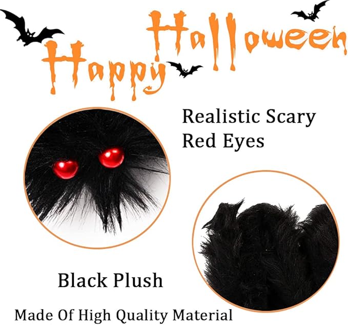 WODMAZ 6 Packs Halloween Spider Outdoor Decorations, Scary Hairy Large Spider Decorations with Different Sizes for Halloween Outside Yard Lawn Garden Decor (12" 12" 20" 24" 35.5" 49.5")