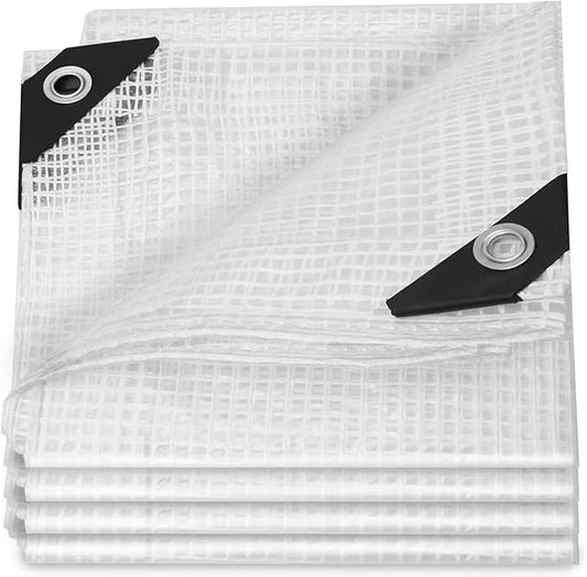 20Ftx30Ft Clear Greenhouse Plastic Covering, 16Mil Thickness Heavy Duty Clear tarp for Chicken coop, Greenhouse Plastic sheeting with Hemmed Edges & preinstalled Grommets.