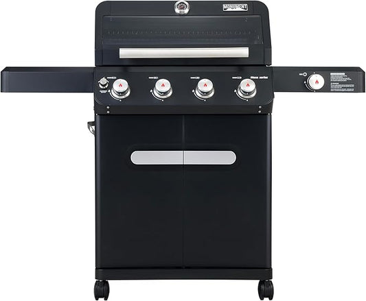 Monument Grills 4+1 Outdoor Barbecue Stainless Steel 4 Burners & 1 Side Burner Propane Gas Grill, 52,000 BTU Patio Garden Barbecue Grill with Knob Controls, Mesa425, Black
