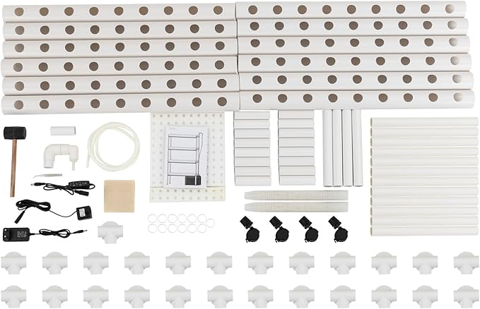 Hydroponics Growing System with Water Pump and Timing, 4 Layers Hydroponic Vegetable Growing Kit 108 Sites Food-Grade PVC-U Pipes for Fruits, Vegetables, Herbs