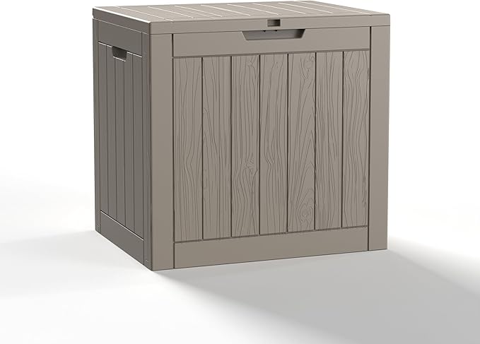 30 Gallon Resin Deck Box, Lockable Outdoor Storage Box for Patio Cushions Storage Furniture,Garden Tools, Pool Supplies, Weatherproof and UV Resistant- Grey