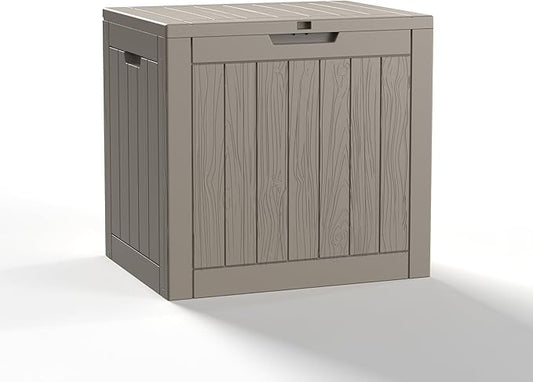 30 Gallon Resin Deck Box, Lockable Outdoor Storage Box for Patio Cushions Storage Furniture,Garden Tools, Pool Supplies, Weatherproof and UV Resistant- Grey