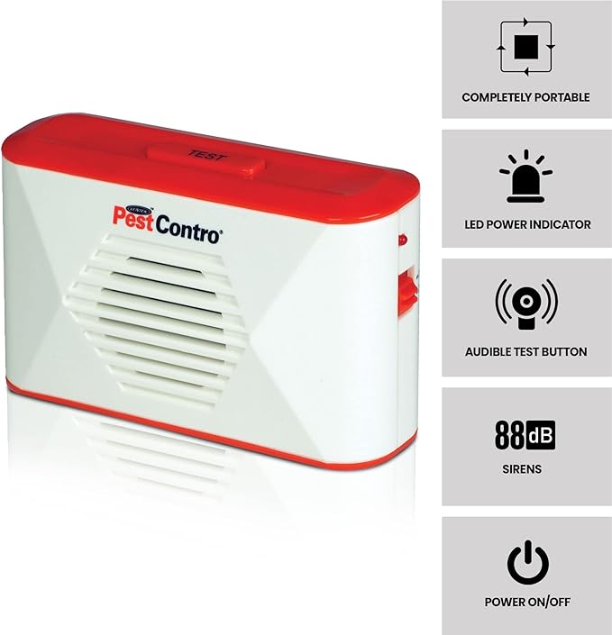 PestContro Portable Ultrasonic Rodent Repeller, Cordless Non-Lethal Pest Control, Dual Frequency, Mice Rats Squirrels Chipmunks Kitchen Office Garage Basement Shed Storage Attic