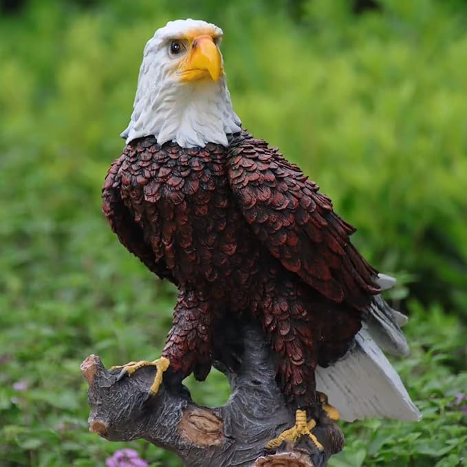 Garden Sculpture & Statue Flight of Freedom American Bald Eagle Hanging Bird Decor - Hand-Painted Majestic America Indoor/Outdoor USA Decor for Patio, Office