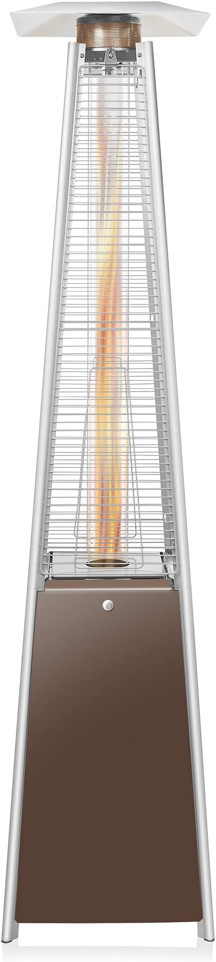 Casafield Outdoor Propane Patio Heater with Wheels, Mocha - Modern Dancing Flame, Commercial & Residential, Uses Standard 20lb LP Gas Tank