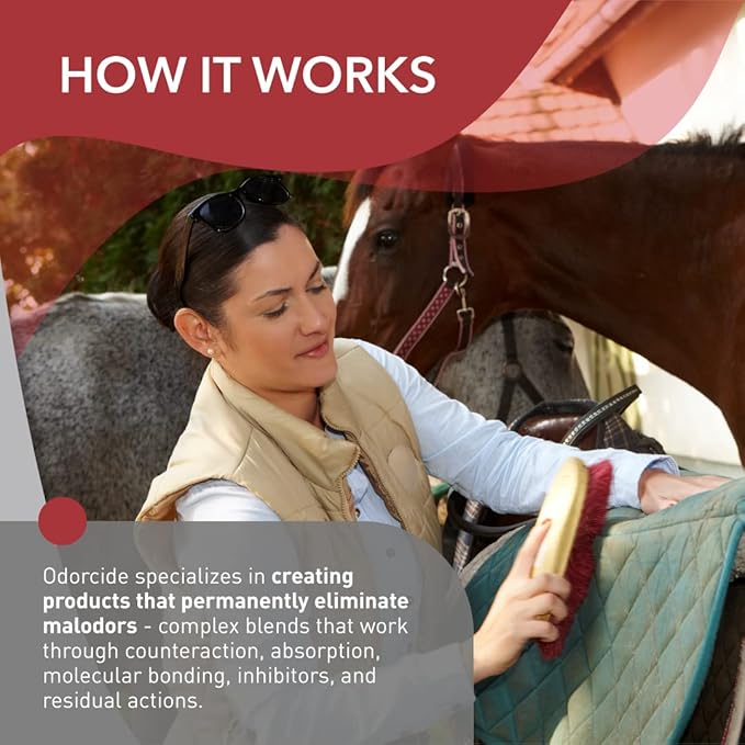 Odorcide Barn & Stable Odor Eliminator for Strong Odor – Cattle & Horse Supplies to Remove Odors – Animal-Safe All Surfaces Deodorizer – Non-Enzymatic Odor Neutralizer Horse Barn Supplies (64 oz)