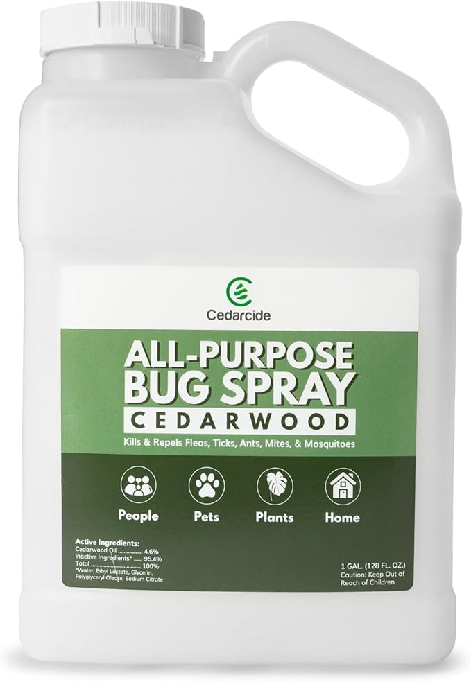 Cedarcide All-Purpose Bug Spray | Kill and Control Mosquitos, Fleas, Ticks, Ants | Made with Natural Essential Oils | Use on People, Pets & Kids | Cedarwood Gallon (128 Oz.)