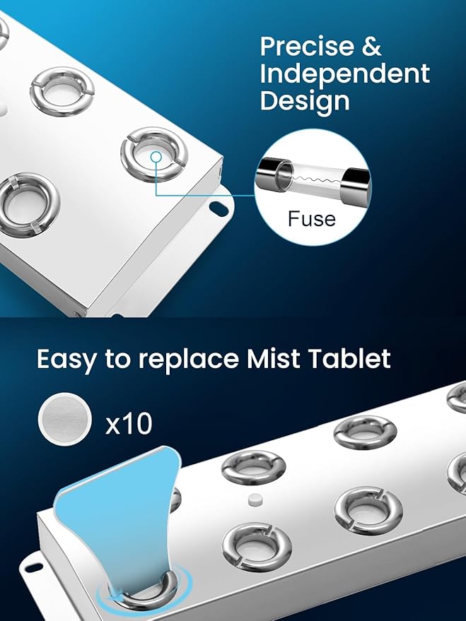 YORKING Ultrasonic Fogger, 10 Head Ultrasonic Mist Maker, 7000ml/H 350W Mist Maker Fogger with Buoy IP67 Waterproof Power Supply for Pond Garden Lawn Rockery Greenhouse Halloween Decoration