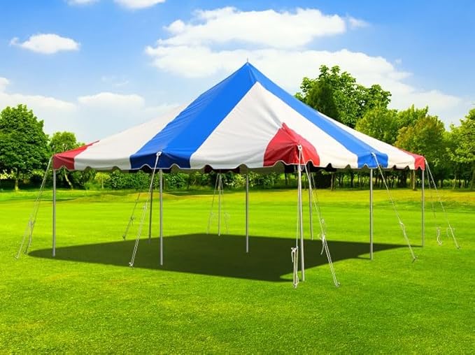 Party Tents Direct 15'x 15' Weekender Canopy Pole Tent with Sidewalls - Easy Up Canopy Tent with 50 Person Capacity - Outdoor Canopies for Parties, Weddings, and Events (Red White and Blue)