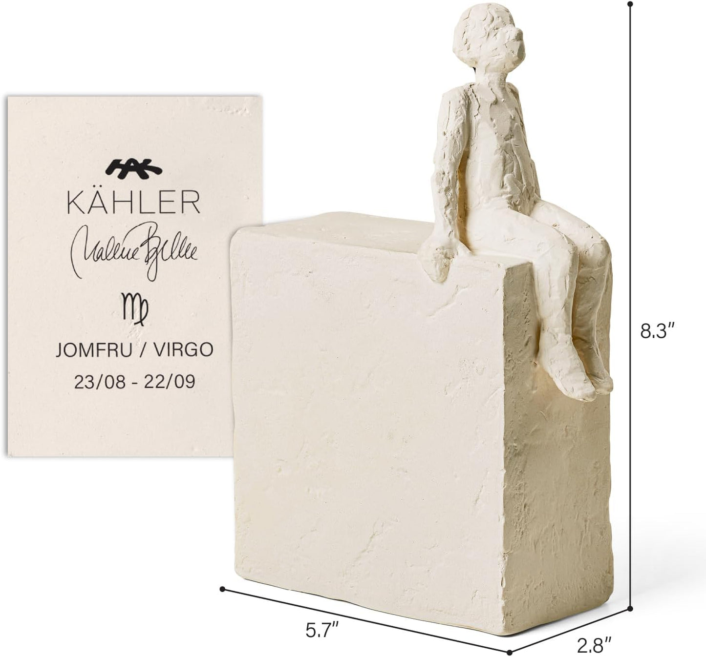 Kahler Astro Virgo Sculpture, White, 8.3" H x 2.8" L