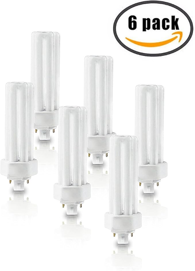 Circle (6 Pack) PLT-26W 865, 4 Pin GX24q-3, 26 Watt Triple Tube, Compact Fluorescent Light Bulb