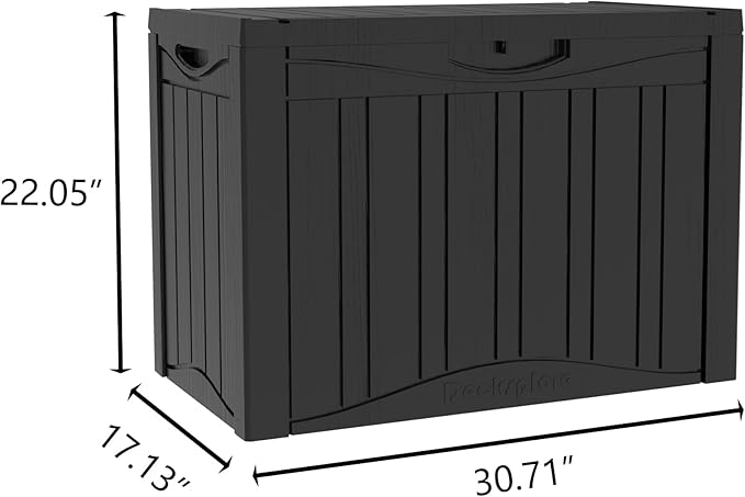 31 Gallon Deck Box, Resin Outdoor Indoor Waterproof Storage Box, Lockable Storage Box With Handle for Patio Furniture - Garden Tools - Swimming Pool Tools UV-Resistant, Black