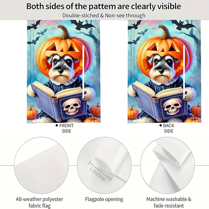 Halloween Pumpkin Dog Garden Flag 12x18 Inch Double Sided Fall Polyester Yard Flag