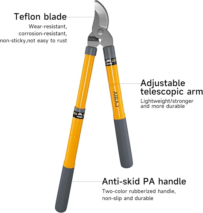 AIRAJ 16-24'' Extendable Loppers for Tree Trimming | Branch Cutter with 1.5“ Cutting Capacity | Loppers for Gardening | Garden Shears