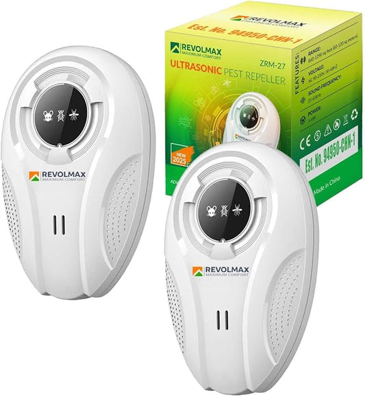 RX-78, Ultrasonic Pest Control Repeller - Electronic & Ultrasound, Indoor Plug-in Repellent - Get rid of - Rodents, Mice, Squirrels, Bats, Insects, Bed Bugs, Ants, Fleas, Spiders, Roaches (2Pack)