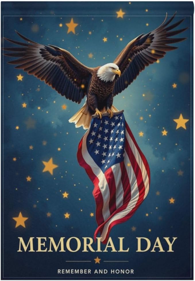 Kcldeci North American Bald Eagle with American Flag Welcome Garden Flag 12x18 Inch Patriotic America Usa Yard Flags Large Vertical Double Sided House Flag Seasonal Outside Decor for Yard Farmhouse