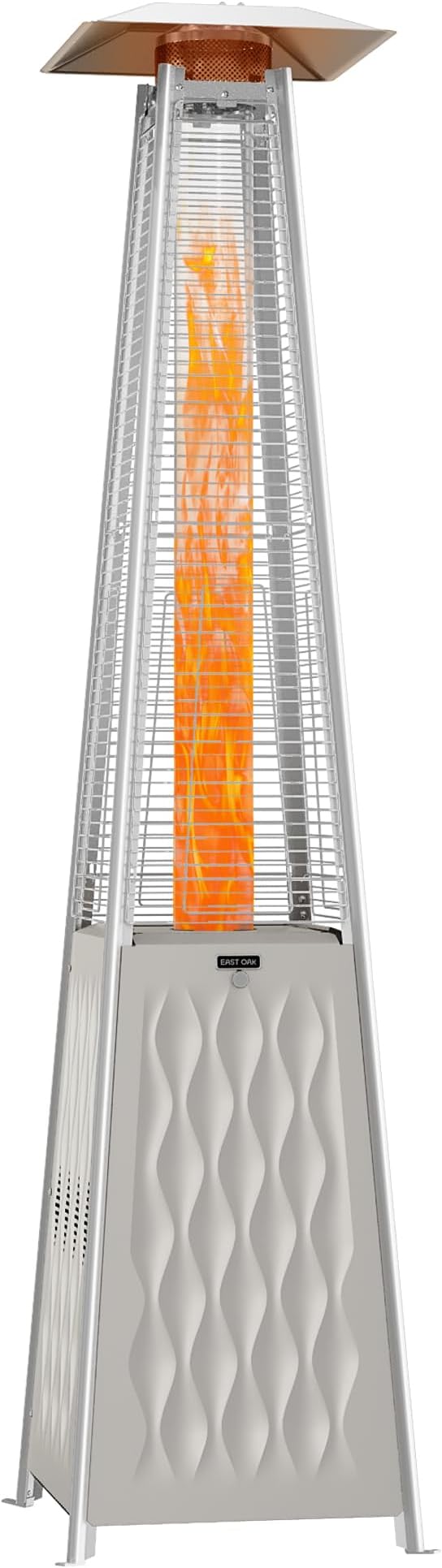 EAST OAK Pyramid Patio Heater, 48,000 BTU Outdoor Patio Heater All Stainless Steel, Quartz Glass Tube Propane Heater, Triple Protection System, With Wheels, Outdoor Heater for Commercial & Residential