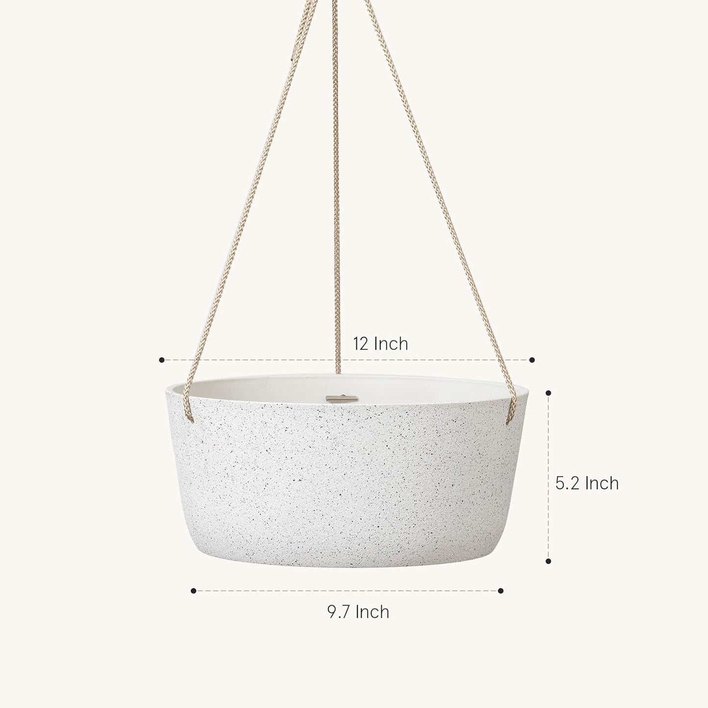 La Jolie Maison Large Hanging Planters - 12 Inch Outdoor Flower Pots, Hanging White Planters Set of 2