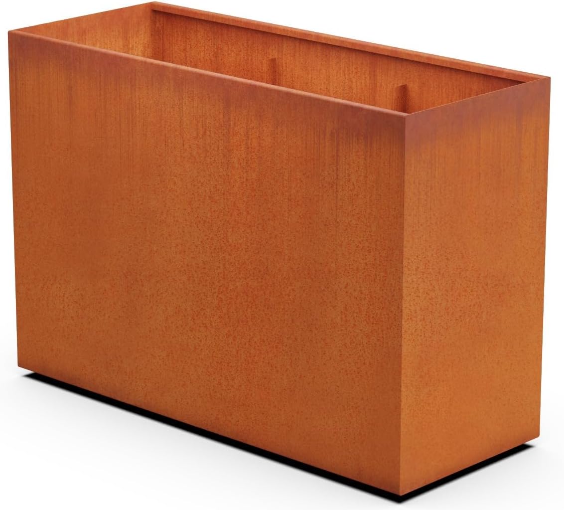 Large Rectangular Planters for Outdoor Plants – 60x24x42 Corten Steel Planter Box for Privacy Screen & Patio | Extra Large Outdoor Planters, Modern Metal Planter