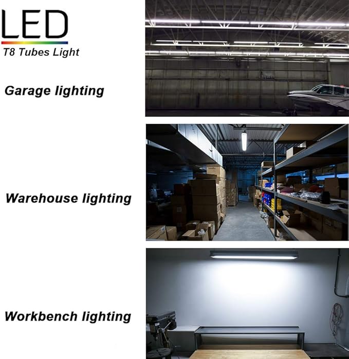 T8 LED Tube Light 8FT 65W,FA8 Single Pin LED Lights,6000K,Super Bright,8 Foot LED Bulbs to Replace Fluorescent Light Bulbs-25Pack