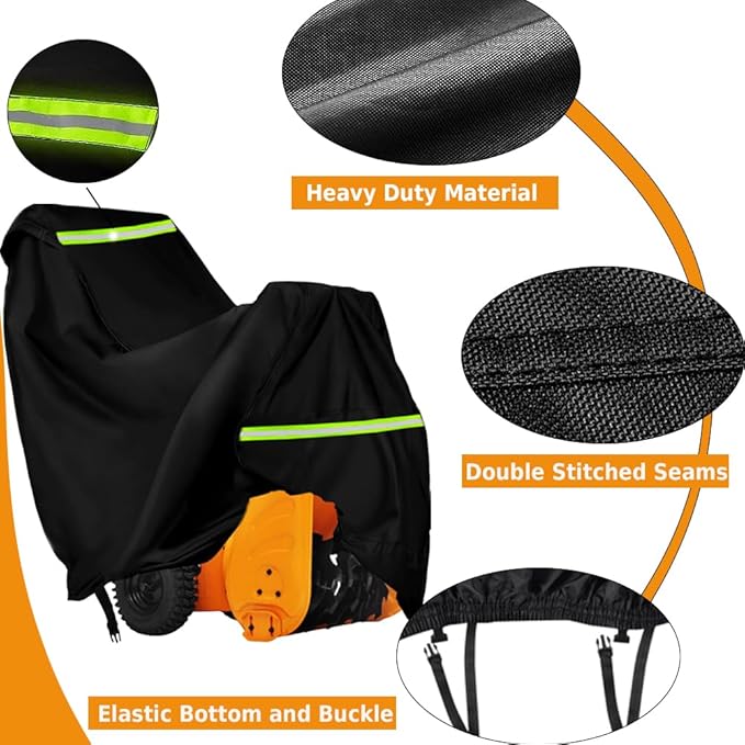 Snow Blower Cover Heavy Duty 600D Waterproof Universal Fit Cover Snow Thrower Cover-(51.18" L x 33.07" W x 40.15" H)