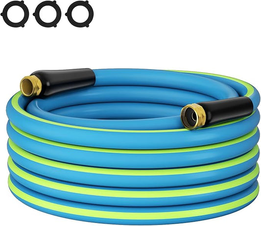 Heavy Duty 25 FT Garden Hose 5/8" : Flexible Rubber Water Hose - Leakproof Hose Male to Female Fittings - Durable Hose for Yard, Lawn, Car Wash, Outdoor, Watering, Green