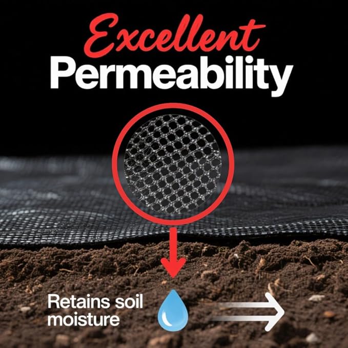 Weed Barrier Fabric Heavy Duty 3FT x 300FT - Premium Landscape Fabric for Weed Control, High Permeability for Agriculture, Gardening, Construction & Driveways