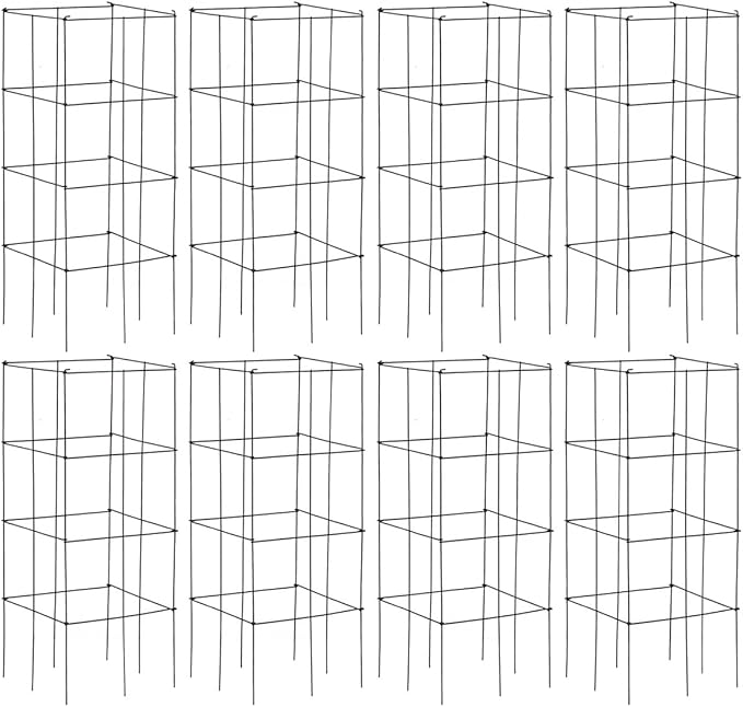 S AFSTAR 4 Pack Folding Tomato Cages, 39 Inches Tall Square Plant Support Cage for Garden Climbing Plants Flowers Fruits, Heavy Duty Tomato Vegetable Trellis