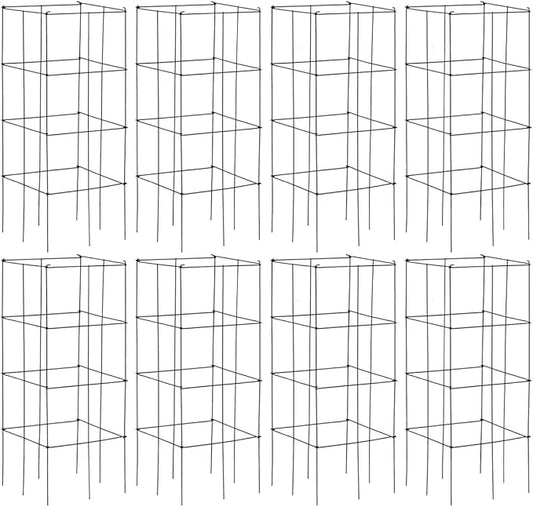 S AFSTAR 4 Pack Folding Tomato Cages, 39 Inches Tall Square Plant Support Cage for Garden Climbing Plants Flowers Fruits, Heavy Duty Tomato Vegetable Trellis