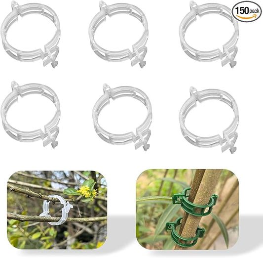 Safety Plastic fixed Clamp, Reusable Garden Support Clips for Climbing Plants, Plastic Trellis Clips for Fixing Tomato, Grape Vine, and Vegetable Plants (150, WHITE)