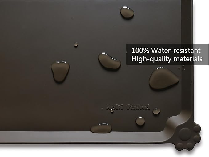 Hoki Found L Silicone Pet Food Mats Tray - Non Slip Dog Cat Bowl Mats Placemat - Pet Feeding Mat - Waterproof Dog Cat Food Mats -Pet Water Mats for Carpet - Coffee