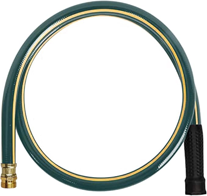 Solution4Patio Short Lead-in Green Garden Hose 3/4 in. x 6 ft.-Kink Free, Leakproof, Brass/Aluminum Male/Female Fittings -Heavy Duty Durable Flexible Lightweight Water Pipe for Household & Commercial