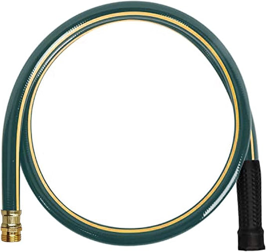 Solution4Patio Short Leader Green Garden Hose 5/8 in. x 6 ft. -Kink Free, No Leaking, Male/Female Fittings -Heavy Duty Durable Flexible Lightweight Water Pipe -Brass Aluminum Ends for Household & Yard