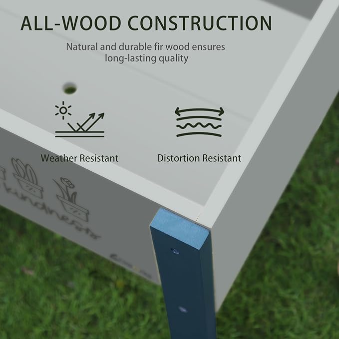 Raised Garden Bed with Trellis Elevated Planter Box with Legs, Drainage Holes for Outdoor Garden, Patio, Natural Wood 17.7”L x 16.1”W x27.6”H (Blue)