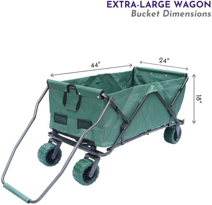 Impact Canopy Folding Collapsible Utility Wagon, Extra-Large Wagon with All-Terrain Wheels, Forest Green