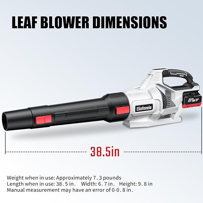 Leaf Blower,Powerful Electric Leaf Blower Cordless,650CFM/170MPH,4 Speed Modes,with 2 * 5.0Ah 21V Batteries and Charger,2*Replacement Nozzle for Lawn Care, Blowing Leaves, Dust, Snow, Gravel Patio