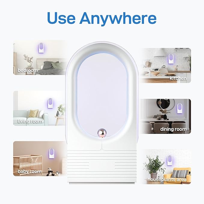 Flying Insect Trap, Insect Catcher, Indoor Fly Trap，Plug-in Bug Light Trap for Fruit Flies, Gnats and Houseflies (1 Device+5 Refills)