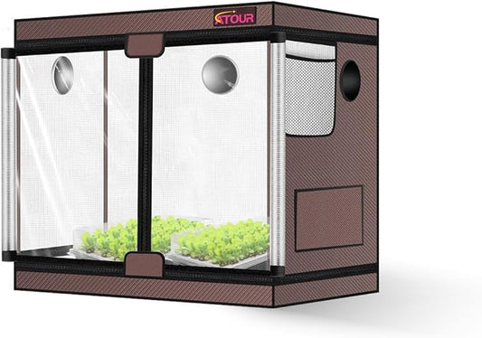 ATOUR Small Grow Tent, 32"x18"x28'' High Reflective Mylar 1680D Hydroponic Grow Tents, Waterproof Grow Tent with Double Cleart Observation Door and Floor Tray, for Indoor Plant Growing