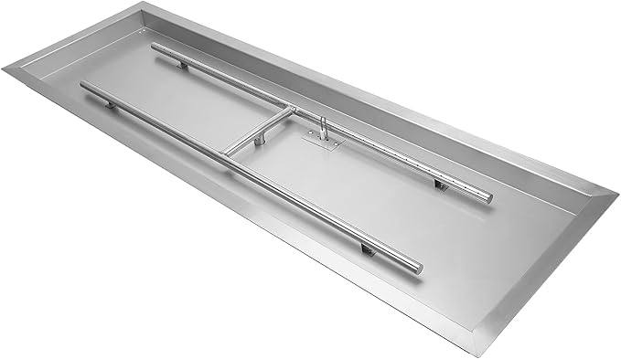 Stanbroil 24 x 8 Inch Rectangular Drop-in Fire Pit Pan with H-Burner, Gas Fire Pit Insert for DIY Fire Table, 304 SS, 90,000 BTU Max
