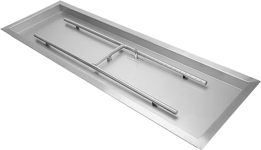Stanbroil 48 x 14 Inch Rectangle Drop-in Fire Pit H-Burner Pan, Gas Fire Pit Insert for Outside DIY Fire Table, 304 Stainless Steel, BTU 185,000 Max