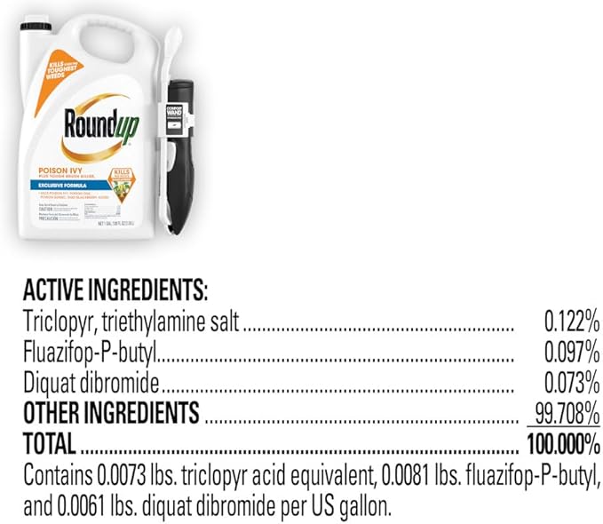 Roundup Poison Ivy Plus Tough Brush Killer₂ with Comfort Wand, Visible Results in Hours, 1 gal.