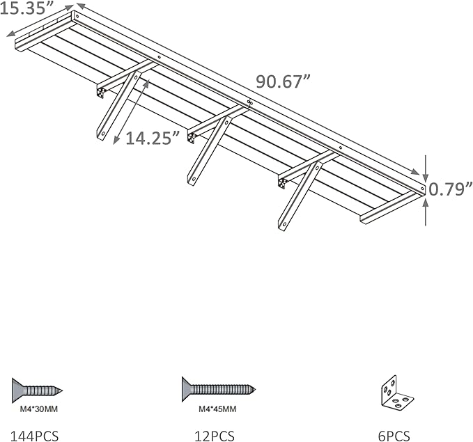 Shelf Suitable for 6x8FT Wood Greenhouse, 91" Wooden Storage Shelf Kit Fit Multiple Greenhouse , Horticulture Workstation, Work Bench System Shelving, Light Mocha Brown, 2 Pack