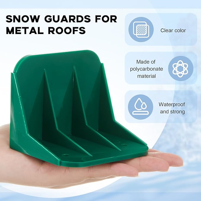 Taiyin 25 Pack Large Snow Guards for Metal Roofs 4 x 3 x 3 Inch Jumbo Ice Guard Snow Block Stops for Prevent Sliding, Without Screws or Adhesive (Green)