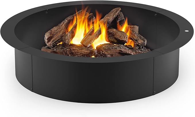Stanbroil 42" Outdoor Fire Pit Ring Insert for Wood Burning, Heavy Duty Steel Round Fire Pit Ring Liner for Outside, 42" Outer/36 Inner DIY Camping Firepit Above or In-Ground, Backyard Bonfire